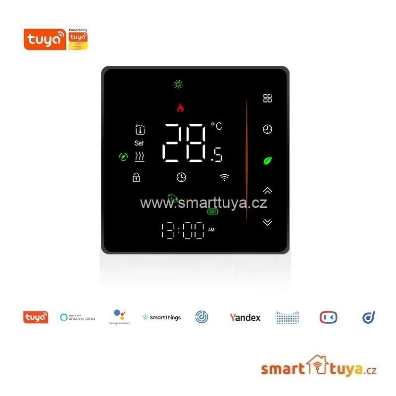 WiFi dotykový pokojový termostat 3A pro ovládání plynového kotle, černý - TUYA, Android/iOS
