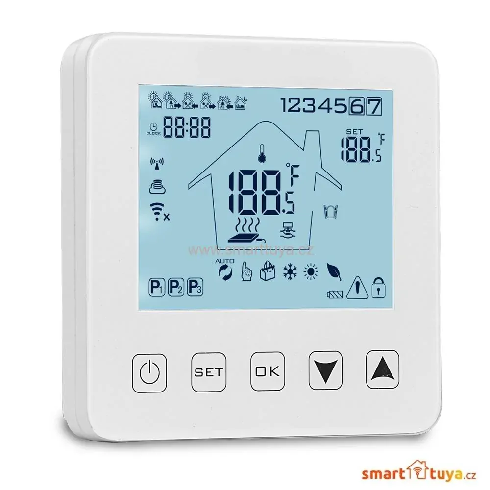 WiFi chytrý termostat 3A pro ovládání plynového kotle- TUYA, Android/iOS