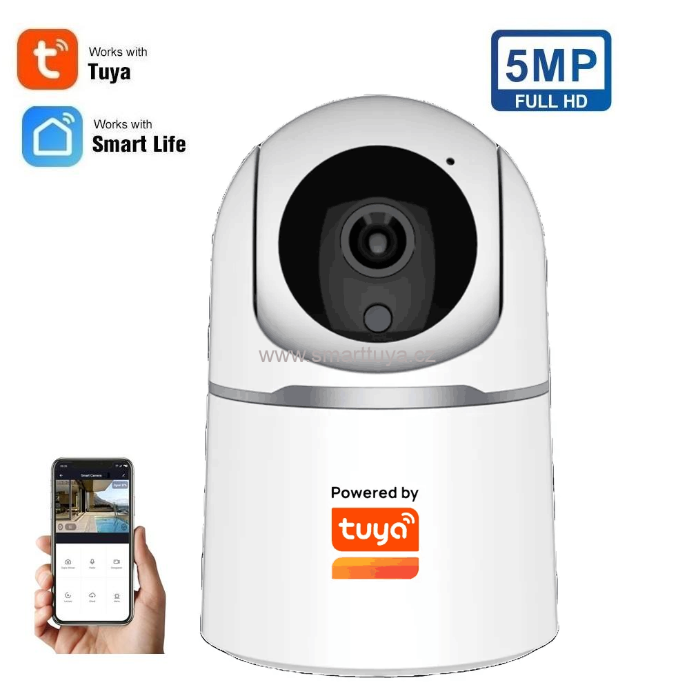 5.0 Mpx WiFi vnitřní otočná IP kamera se zvukem, superHD 1920P - TUYA