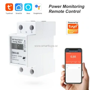 WiFi chytrý měřič spotřeby elektrické energie, jednofázový, 16A - TUYA, Android,iOS