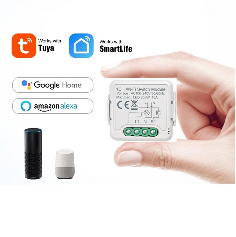 Wi-Fi mini vestavný spínač pro ovládání spotřebičů, 1 kanálový - TUYA