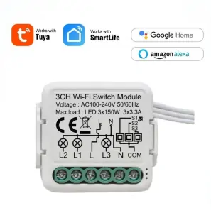 Wi-Fi mini vestavný spínač pro ovládání spotřebičů, 3 kanálový - TUYA