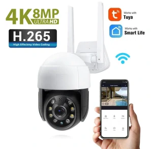 8.0 Mpx (4K) WiFi venkovní mini otočná IP kamera se zvukem - TUYA