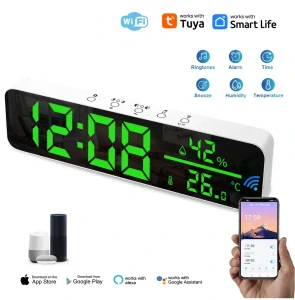 WiFi sensor teploty a vlhkosti vzduchu s LCD displejem a budíkem– TUYA, Android/iOS