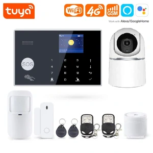 Wi-Fi + 4G GSM/RFID/ LCD zabezpečovací systém SMART s 5.0Mpx vnitřní IP kamerou - TUYA, Android,iOS