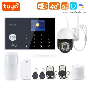 Wi-Fi + 4G GSM/RFID/ LCD zabezpečovací systém SMART s 5.0Mpx venkovní IP kamerou - TUYA, Android,iOS