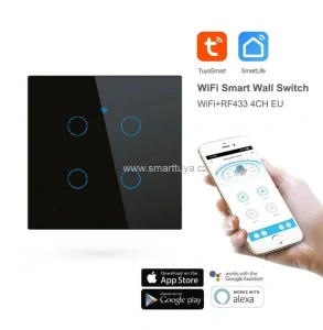 WiFi chytrý vypínač světel,čtyřlačítkový - TUYA, Android/iOS