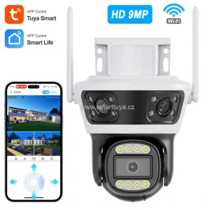 WiFi Smart venkovní otočná kamera se 3 objektivy (9MP) se zvukem - Tuya