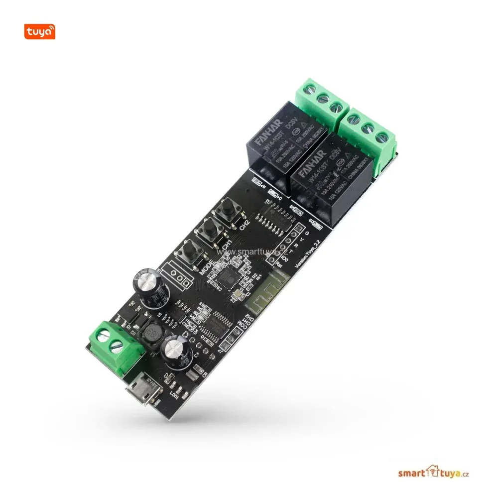 Wi-Fi nízkonapěťový spínač 5V / 7-32V, dvoukanálový - TUYA