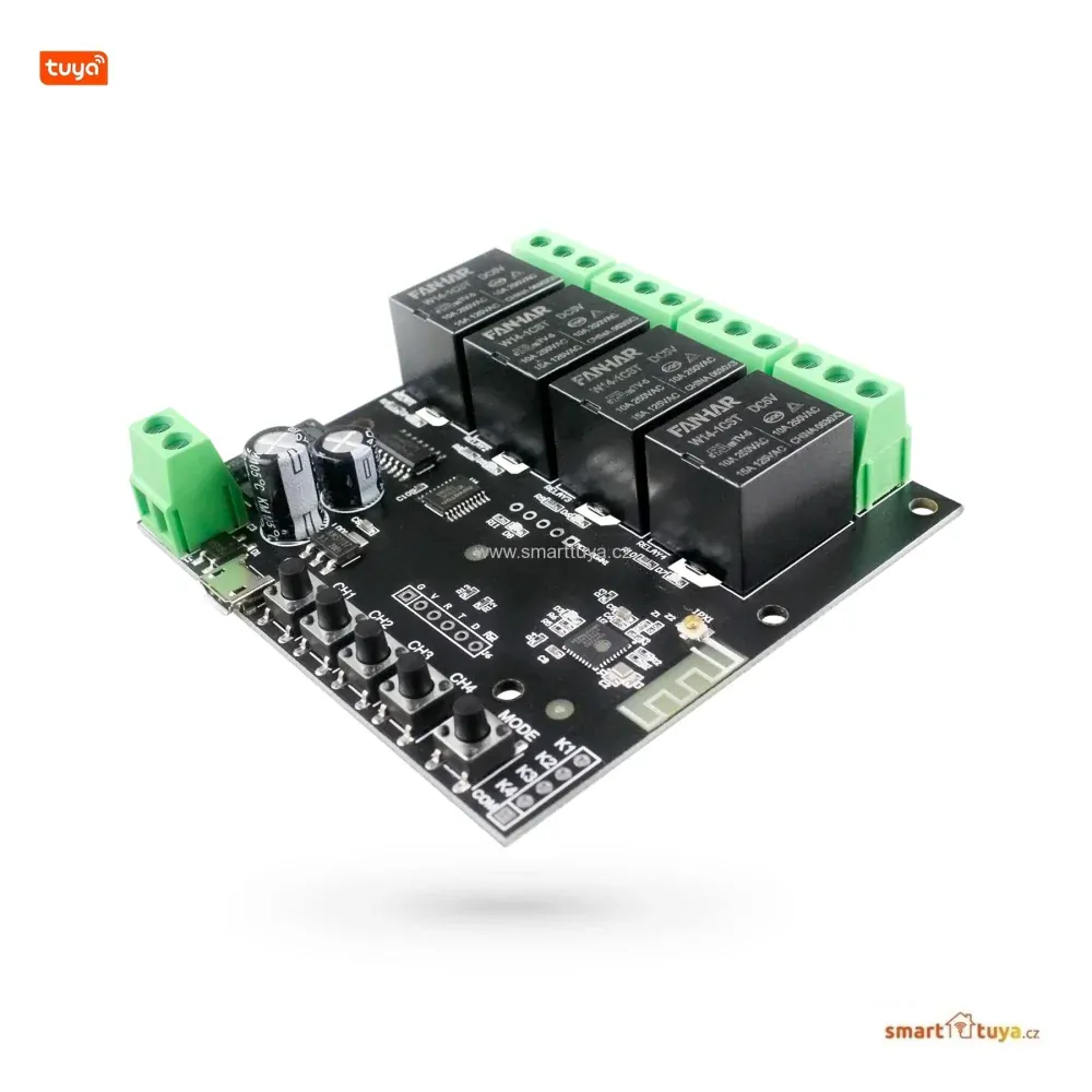 Wi-Fi nízkonapěťový spínač 5V / 7-32V, čtyřkanálový - TUYA