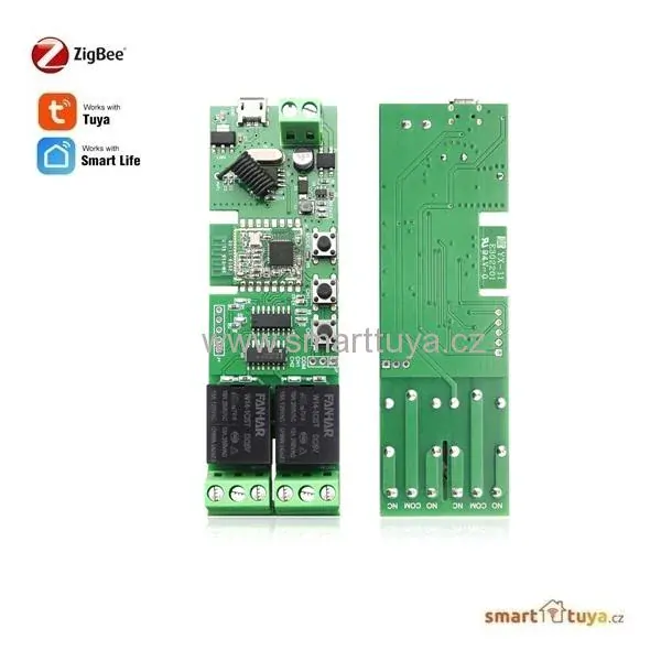 Zigbee nízkonapěťový spínač 5V / 7-24V, dvoukanálový + RF433 - TUYA, Android/iOS