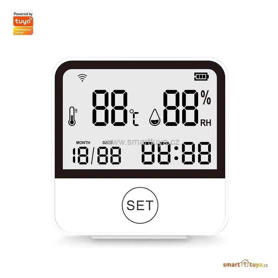 WiFi Smart sensor teploty a vlhkosti vzduchu s LCD displejem – TUYA, Android/iOS