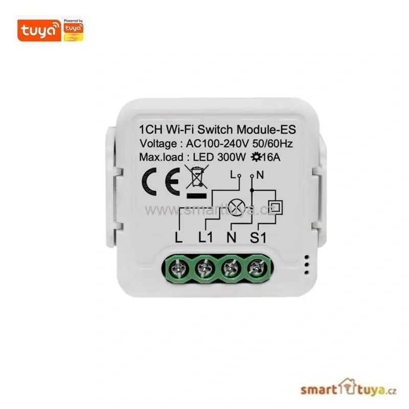 Wi-Fi mini vestavný spínač 16A s měřením spotřeby el.energie, 1 kanálový - TUYA
