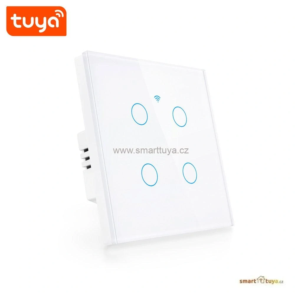 WiFi chytrý vypínač světel,čtyřlačítkový - TUYA, Android/iOS
