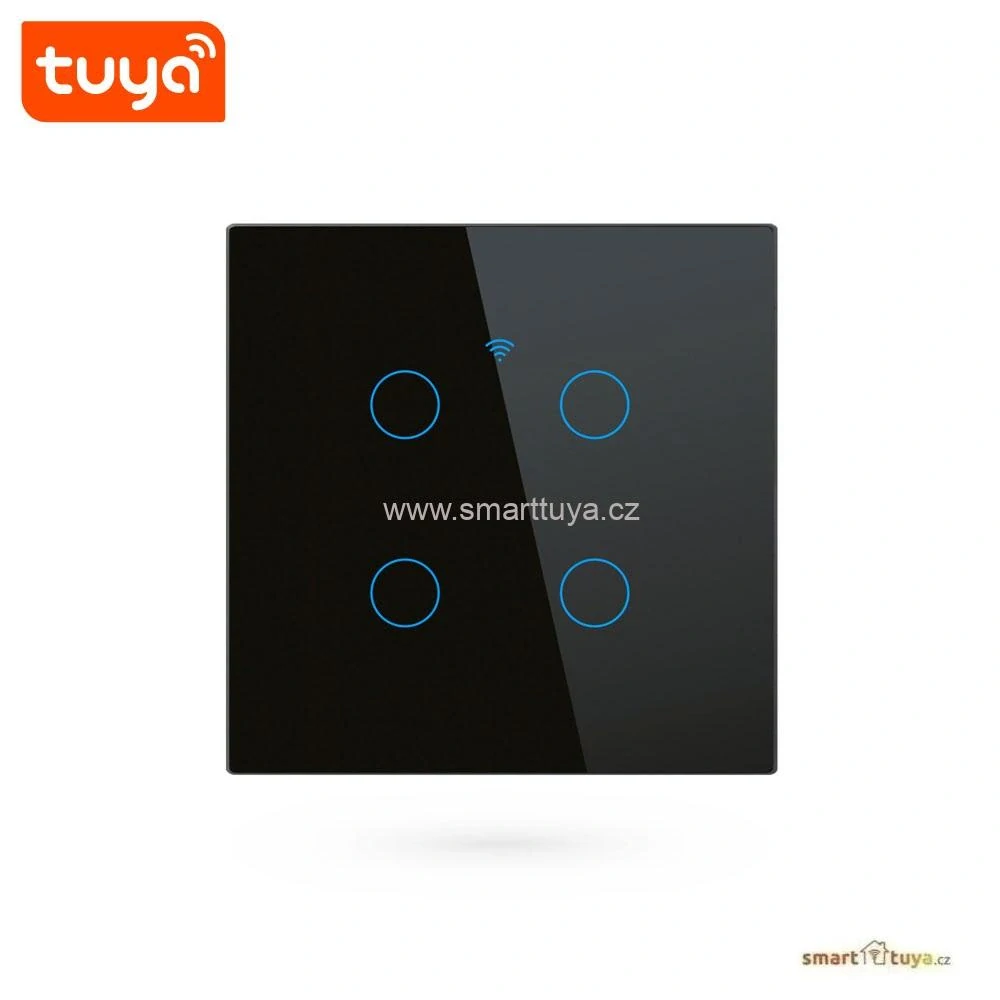 WiFi chytrý vypínač světel,čtyřlačítkový - TUYA, Android/iOS