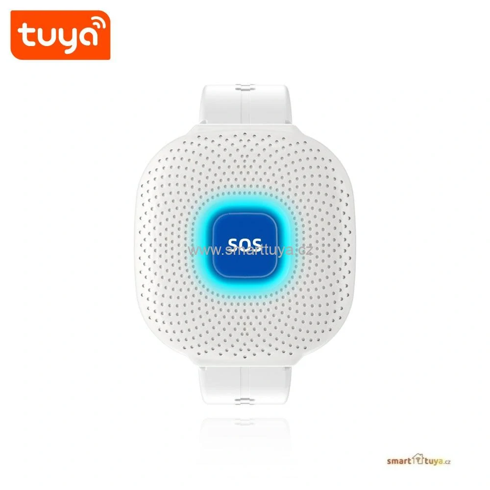 TUYA WiFi tísňové SOS tlačítko na zápěstí pro seniory – bílé (vodotěsné hodinky), PST-CF103W