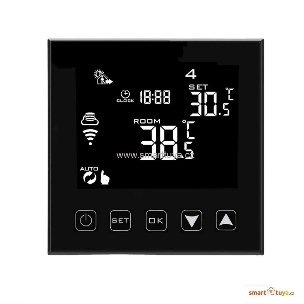 WiFi inteligentní termostat 16A, černý - TUYA, Android/iOS