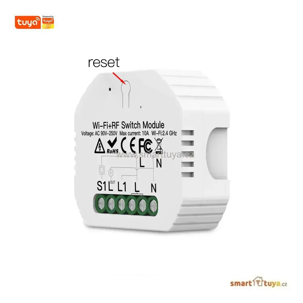 Wi-Fi+RF mini vestavný spínač pro ovládání spotřebičů, 1 kanálový - TUYA