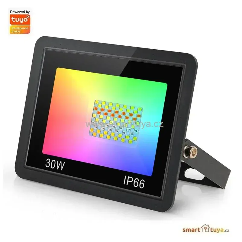 WiFi venkovní RGB+CCT LED reflektor ovládaný aplikací | 30W | IP66 voděodolný | – TUYA, Android/iOS