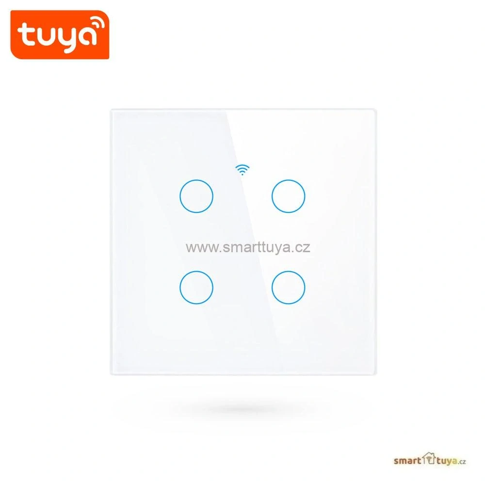 WiFi chytrý vypínač světel,čtyřlačítkový - TUYA, Android/iOS