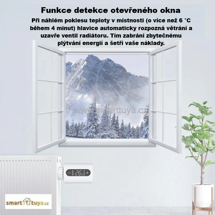 Zigbee chytrá termostatická hlavice s LED displejem – TUYA, Android/iOS