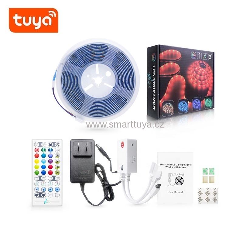WiFi RGB LED sestava - 5 metrů | 12W | 30LED/m | IP65-vodotěsný | IR ovládání | - TUYA, Android/iOS