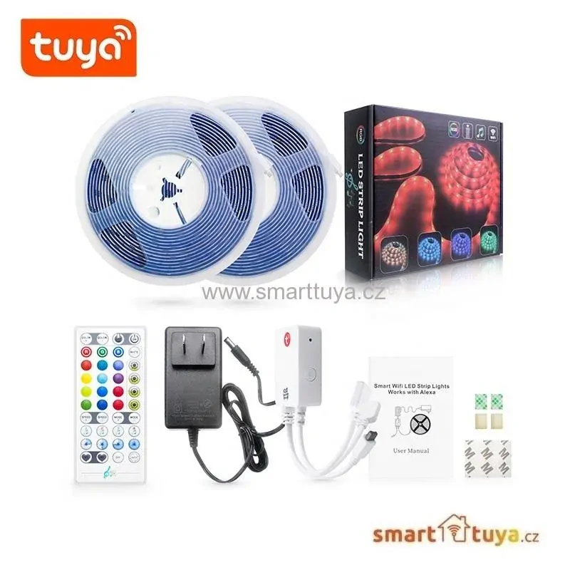WiFi RGB LED sestava - 2 x 5 metrů | 24 W | 30LED/m | IP65-vodotěsný | IR ovládání | - TUYA, Android/iOS