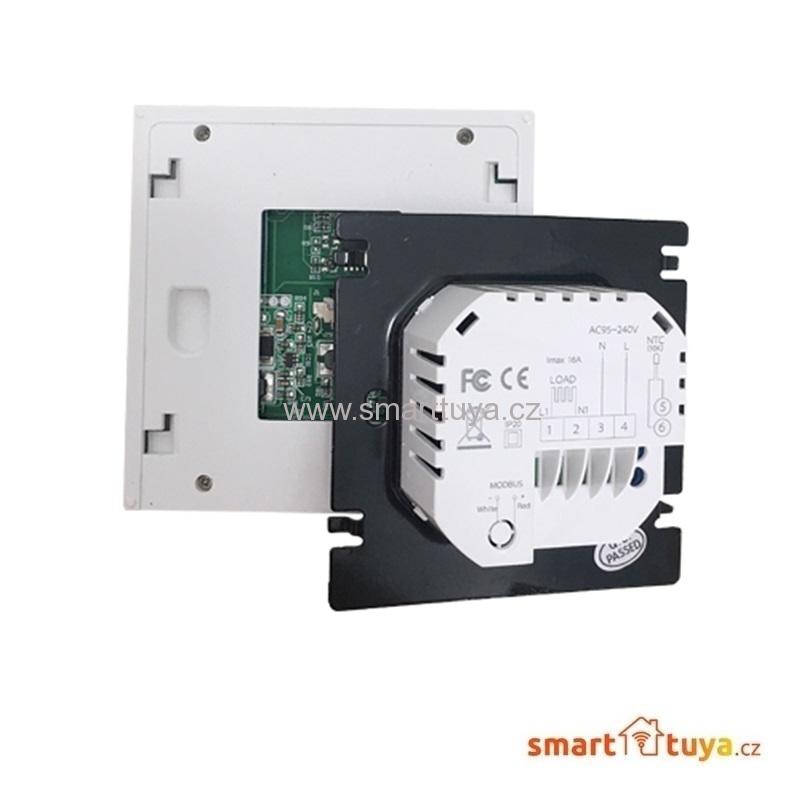 WiFi dotykový pokojový termostat  ovládaný aplikací, 16A, černý - TUYA, Android/iOS