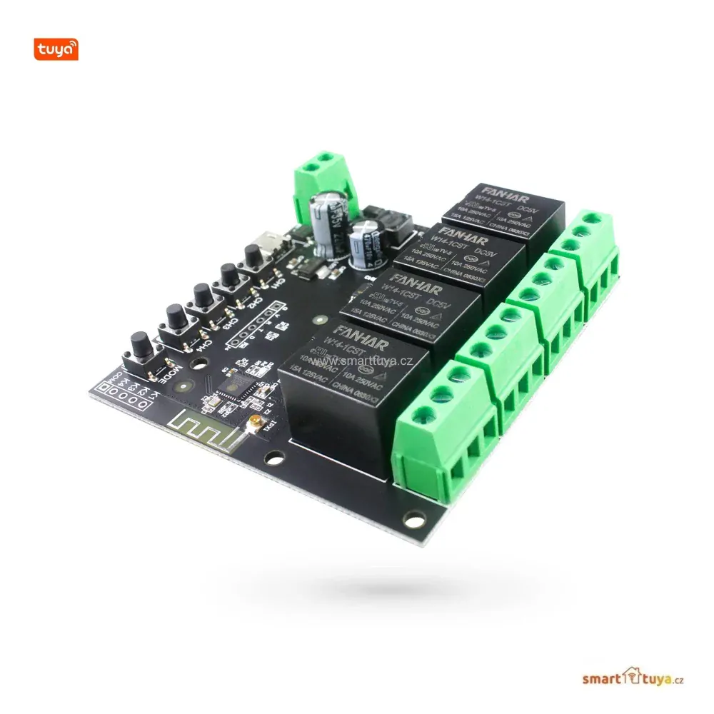Wi-Fi nízkonapěťový spínač 5V / 7-32V, čtyřkanálový - TUYA