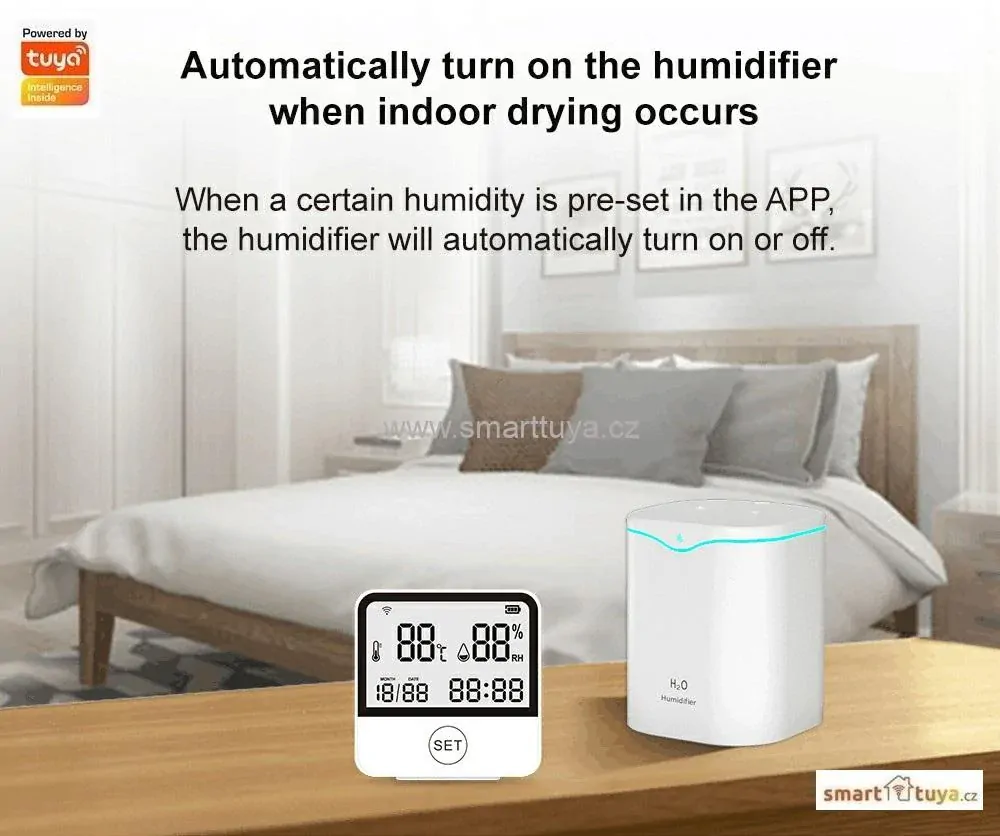 WiFi Smart sensor teploty a vlhkosti vzduchu s LCD displejem – TUYA, Android/iOS