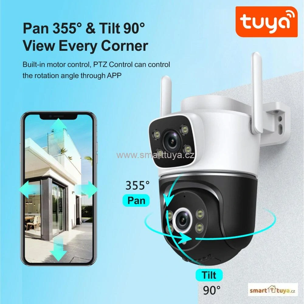 WiFi Smart venkovní DUAL kamera 2*4MP se zvukem - TUYA