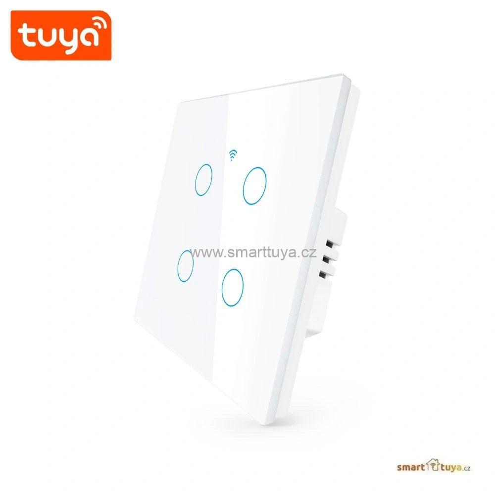 WiFi chytrý vypínač světel,čtyřlačítkový - TUYA, Android/iOS