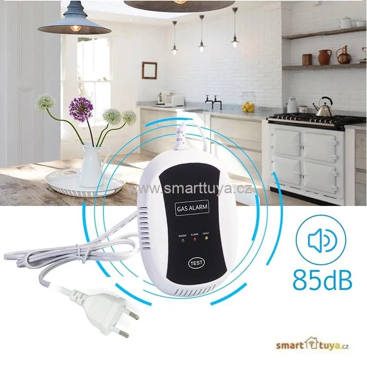 Detektor plynu pro zemní plyn, LPG, metan, bezdrátový i autonomní pro TUYA alarm systém AS-G30