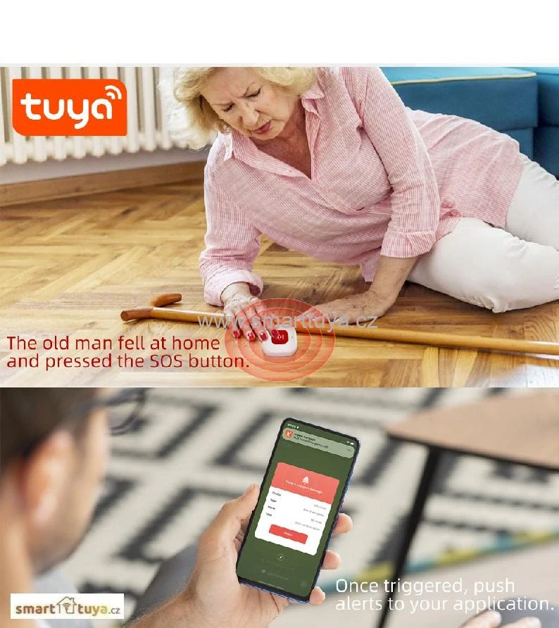 WiFi chytré tísňové SOS tlačítko - Tuya, Android/iOS