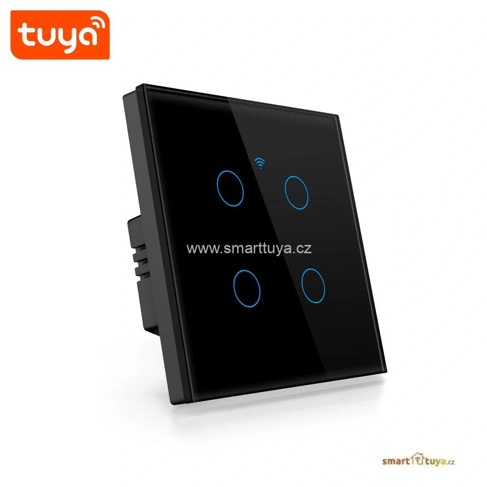 WiFi chytrý vypínač světel,čtyřlačítkový - TUYA, Android/iOS