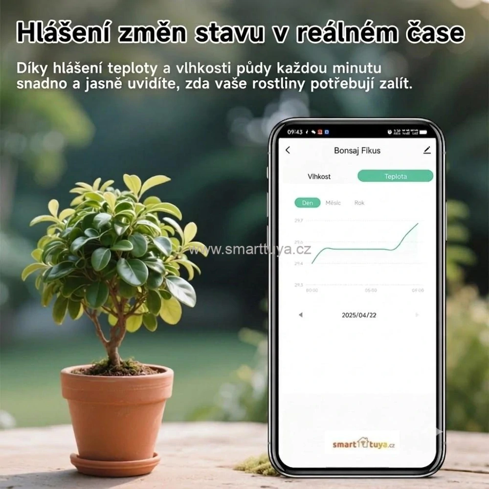 Chytrý WiFi půdní senzor Tuya – měření vlhkosti a teploty (PST-ZM-306)