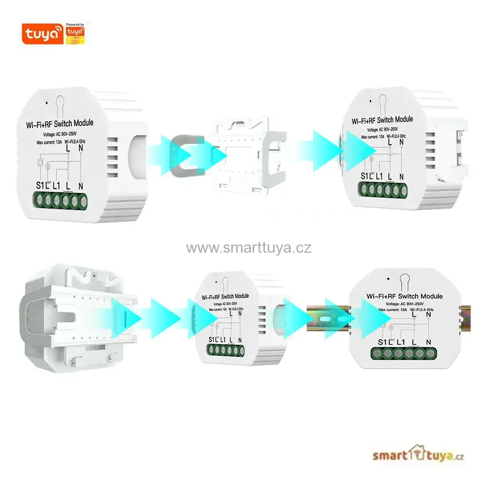 Wi-Fi+RF mini vestavný spínač pro ovládání spotřebičů, 1 kanálový - TUYA