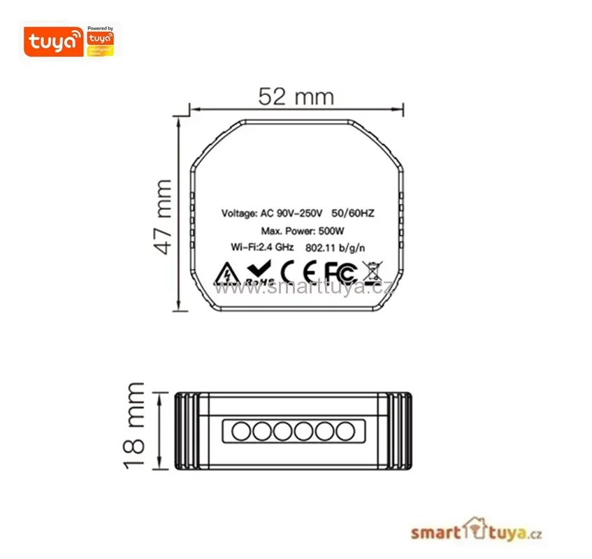 Wi-Fi + RF mini vestavný spínač pro ovládání rolet a žaluzií + s dálkovým ovladačem- TUYA