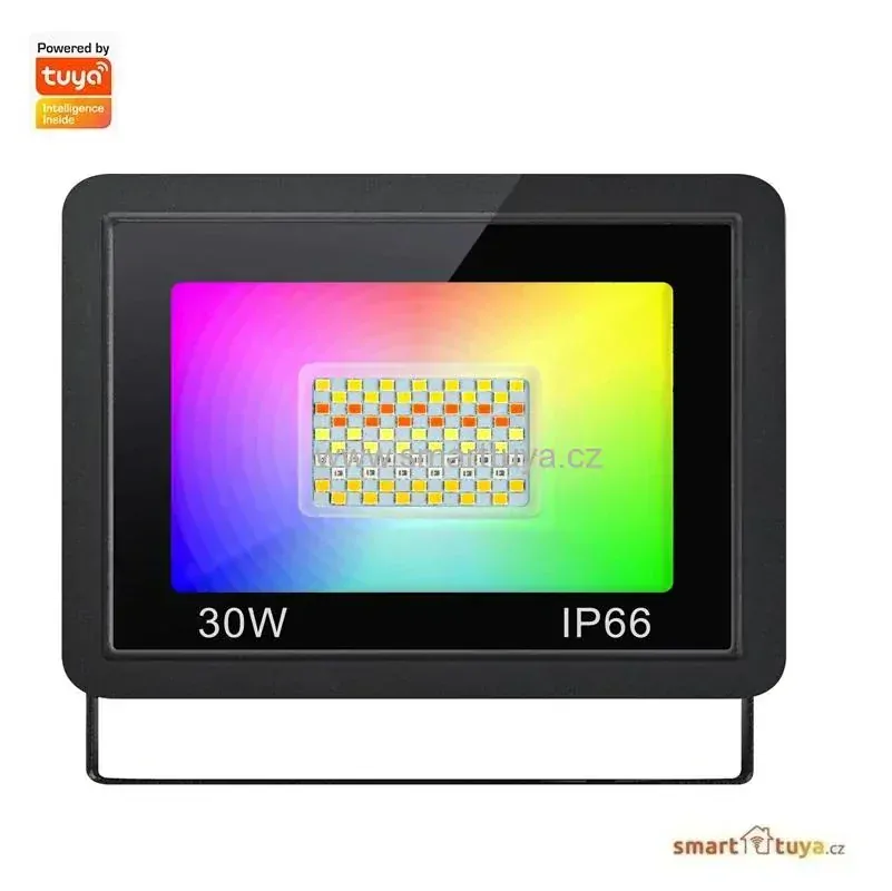 WiFi venkovní RGB+CCT LED reflektor ovládaný aplikací | 30W | IP66 voděodolný | – TUYA, Android/iOS