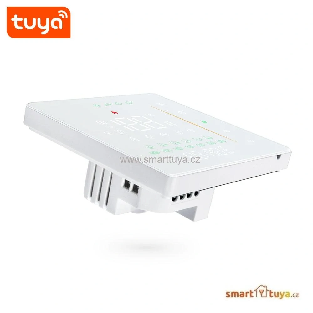 WiFi dotykový pokojový termostat 3A pro ovládání plynového kotle, bílý - TUYA, Android/iOS