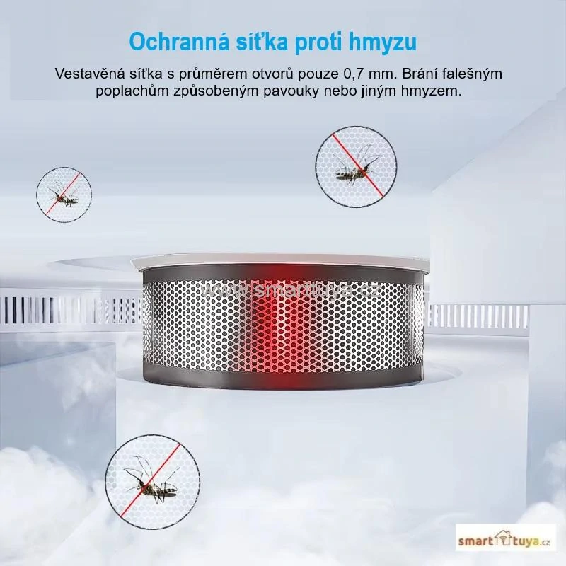 WiFi + RF 433MHz chytrý detektor kouře a požáru – Tuya (Interconnected, 10 let baterie)
