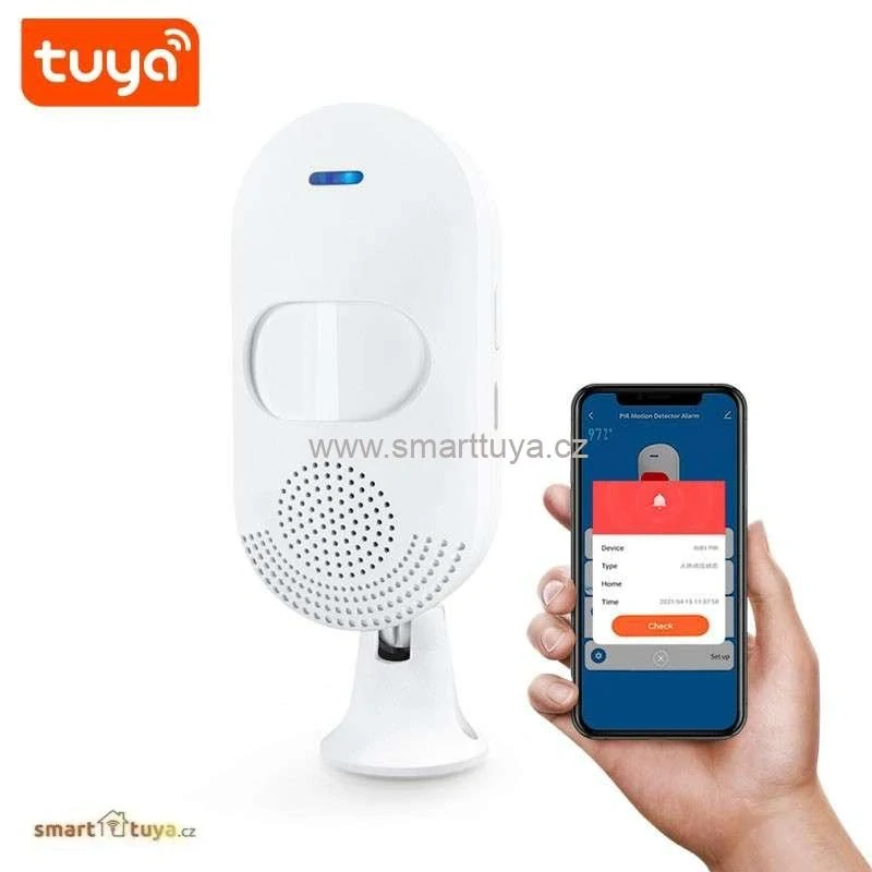 Wi-Fi chytrý pohybový PIR detektor s vestavěnou sirénou – TUYA, Android/iOS