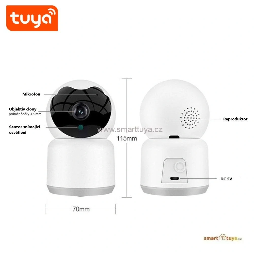 5.0 Mpx WiFi mini vnitřní otočná IP kamera se zvukem- TUYA