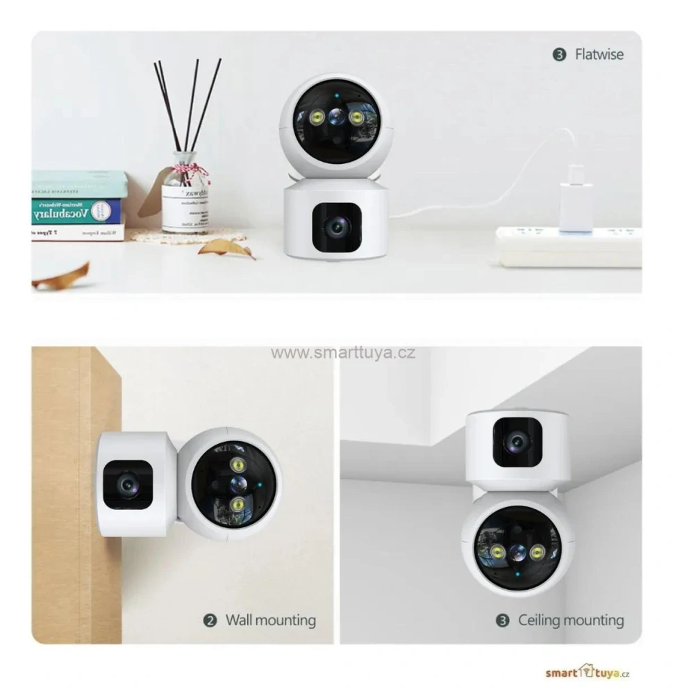 WiFi Smart vnitřní DUAL kamera 2*2MP se zvukem - TUYA