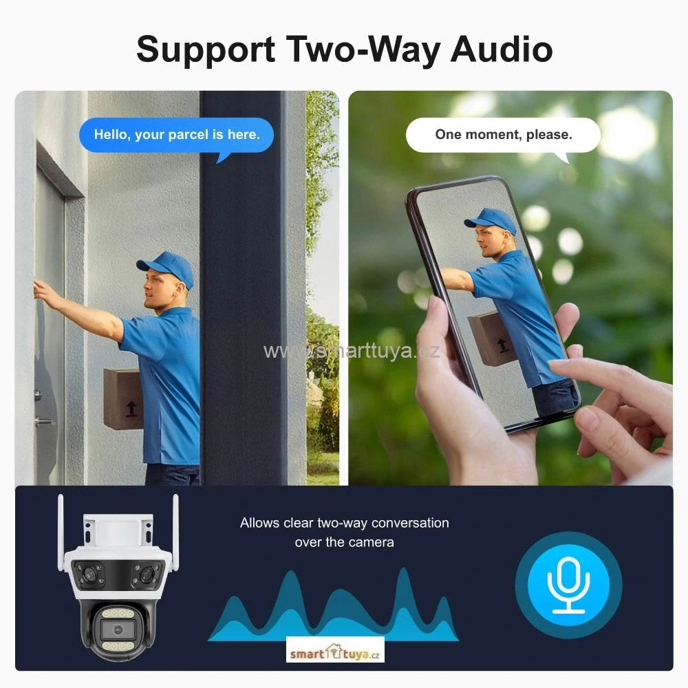 WiFi Smart venkovní otočná kamera se 3 objektivy (9MP) se zvukem - Tuya