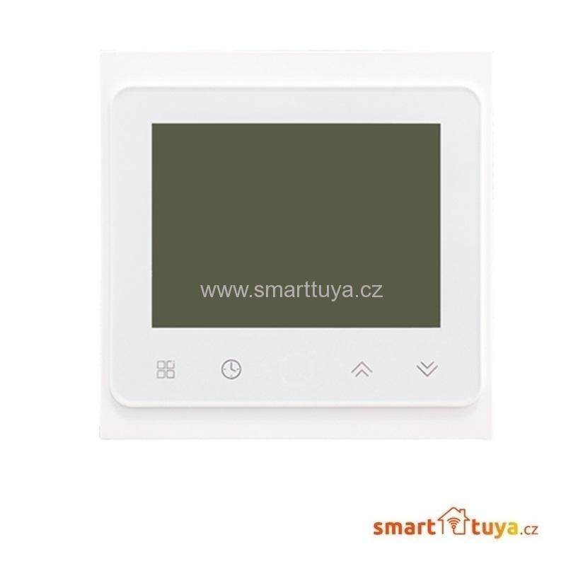 WiFi dotykový pokojový termostat  ovládaný aplikací, 16A, bílý - TUYA, Android/iOS