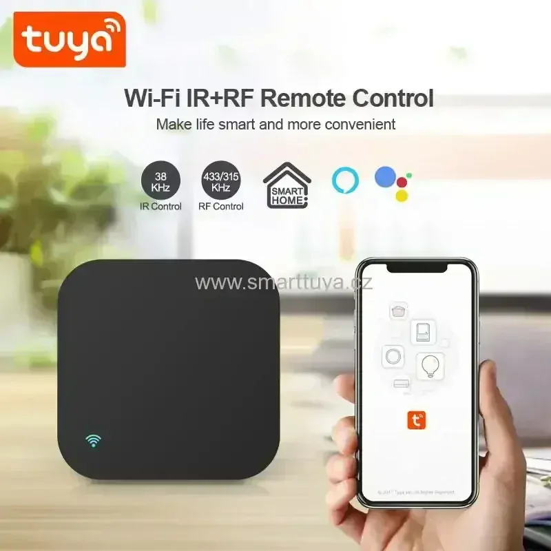 WiFi chytrý IR+RF dálkový ovladač, černý -TUYA