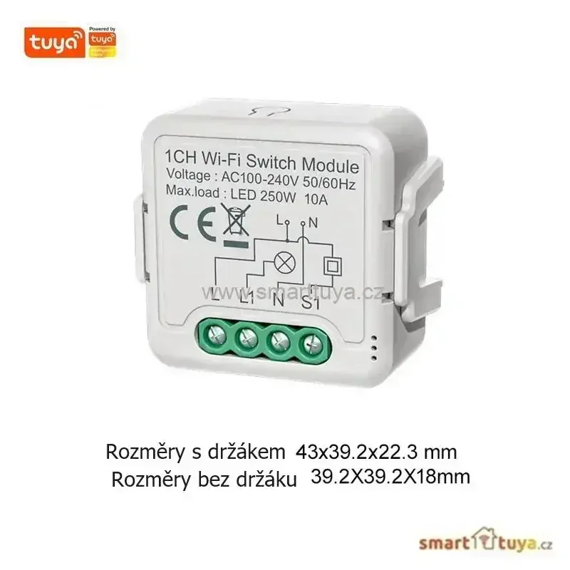 Wi-Fi mini vestavný spínač pro ovládání spotřebičů, 1 kanálový - TUYA