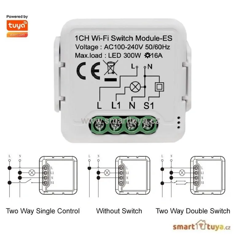 Wi-Fi mini vestavný spínač 16A s měřením spotřeby el.energie, 1 kanálový - TUYA