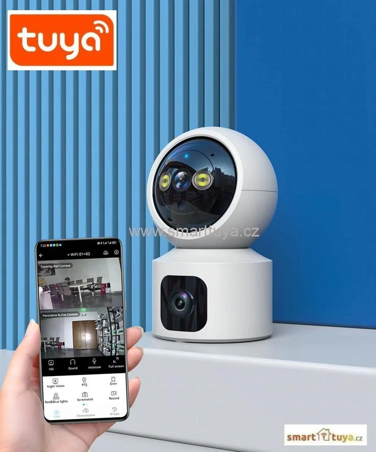 WiFi Smart vnitřní DUAL kamera 2*2MP se zvukem - TUYA